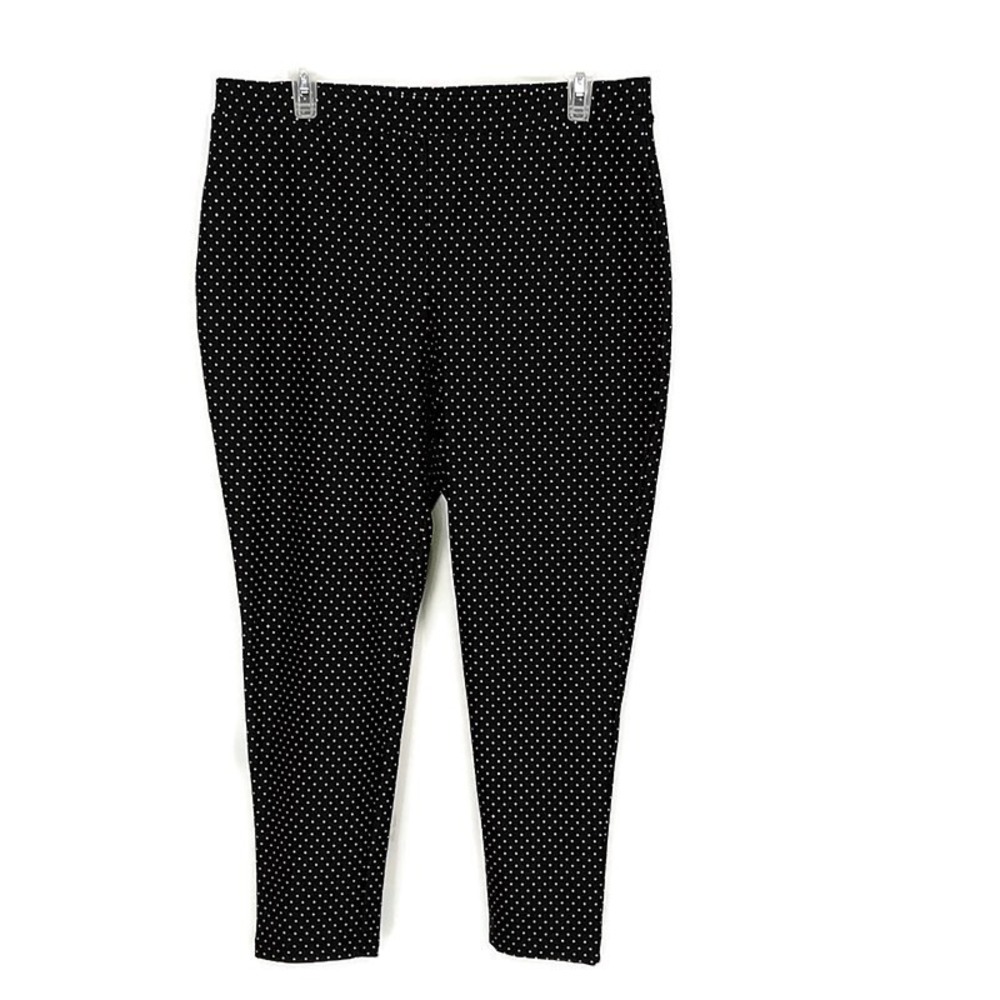 Chicos Black White Polka Dot Crop Pants Pull On Stretch Office Preppy sz 2 US 12